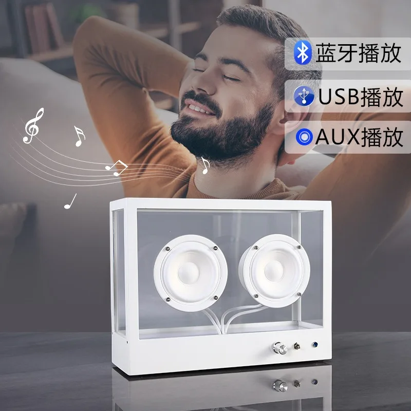 Transparent Bluetooth Speaker Nordic Style Desktop Audio Decor Retro Subwoofer Multiple Sizes For Home Living Room