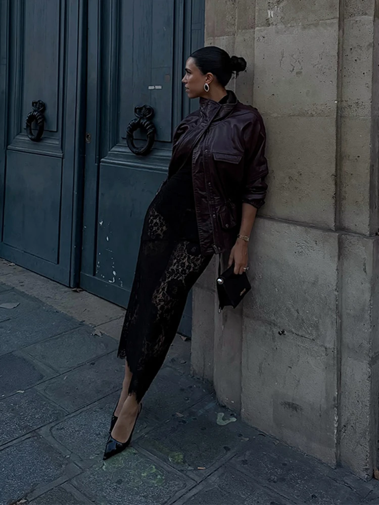 Giacche con colletto alla coreana in pelle PU retrò Giacca da donna alla moda con petto monopetto in vita Lady 2025 Chic Street Outwear