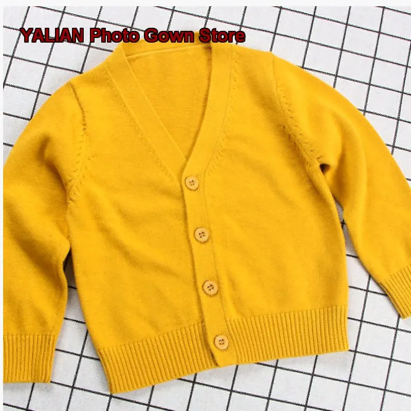 Women's Spring Autumn V-Neck Solid Color Knit Top Boys Girls Infant Campus Style Jacket Kids