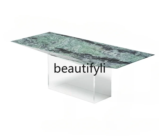 Acrylic modern simple transparent large and small apartment Island Taiwan household suspended Bulgari marble dining table