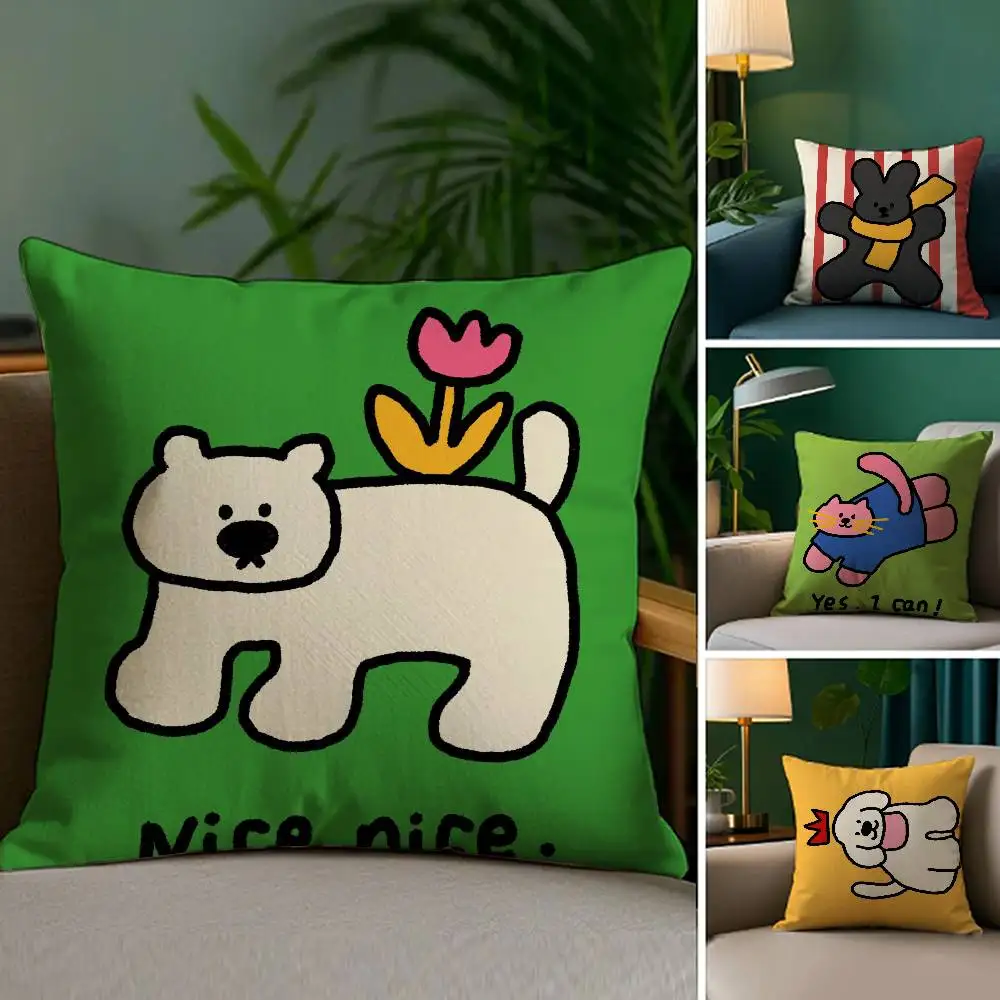 

Happy Dog Pillow Case Anti-dustmite Pillowcase Invisible zipper silky Sofa cushion cover