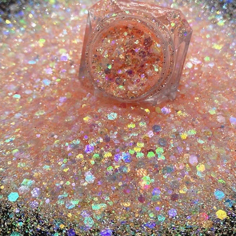 50g Opal Chunky Nagel Glitter 6 Farben hexagon Form Schillernden Glitter 0.2/1mm Chunky Glitter Mix, farbe Verschiebung Glitter für Nagel