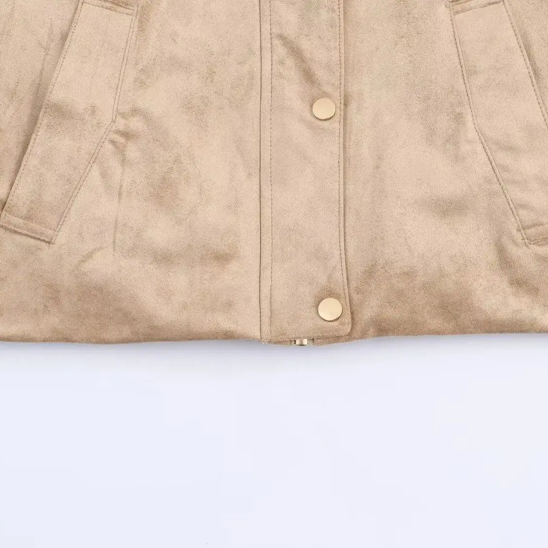 DiYiG DONNA 2025 Autunno di Nuovo Modo di Colore Solido Pelle Scamosciata Effetto Giacca Retro Manica Lunga Cerniera Cappotto Casual Della Tuta Sportiva Mujer