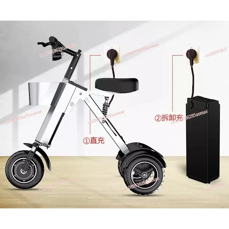 Foldable Lightweight Electric Trike for Two Compact Airplane Friendly Portable Scooter