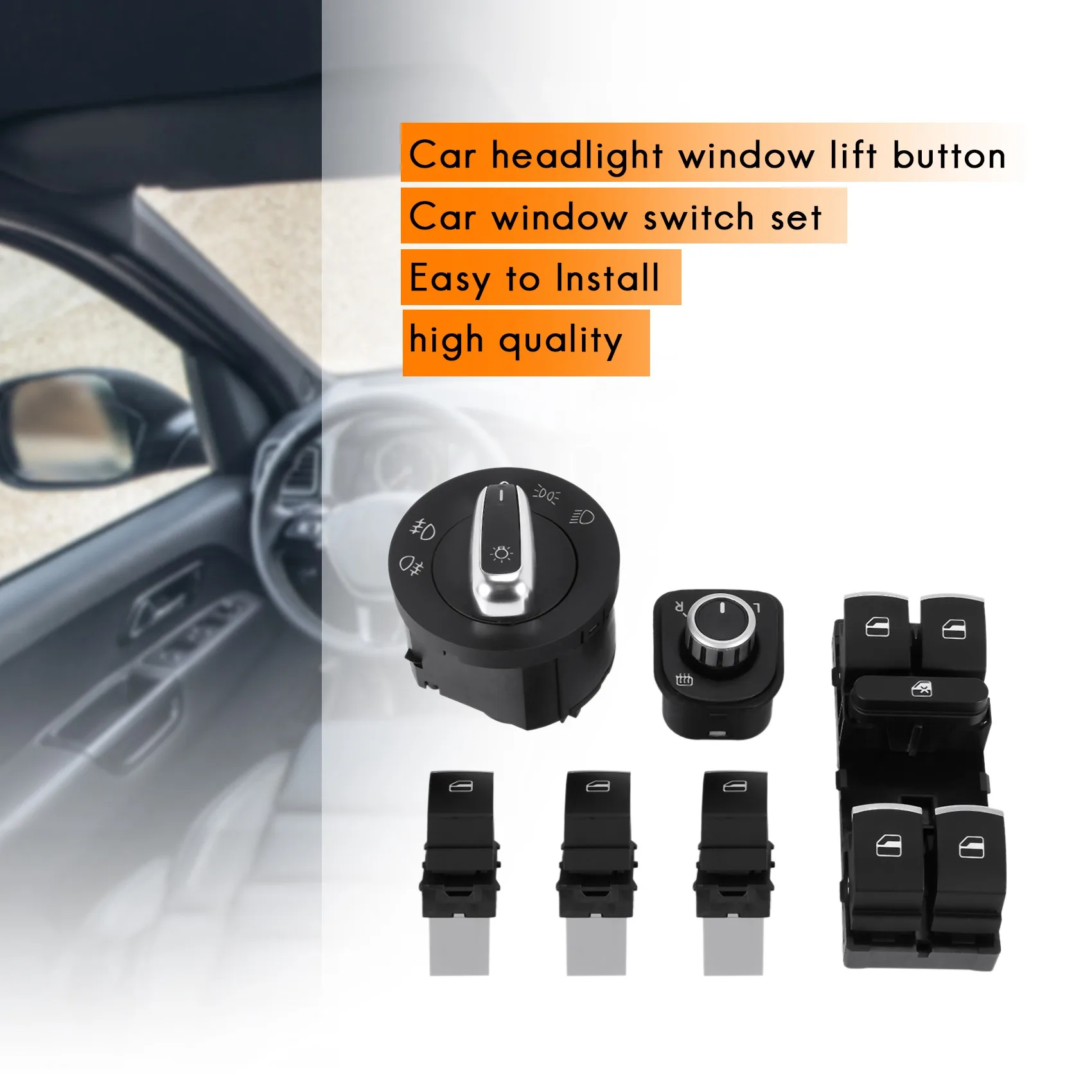 

Car Headlight Switch + Window Lift Switch For Golf 5 6 Mk5 6 Jetta 5 6 Passat B6 Touran Seat 5Nd941431a 5Nd959565b