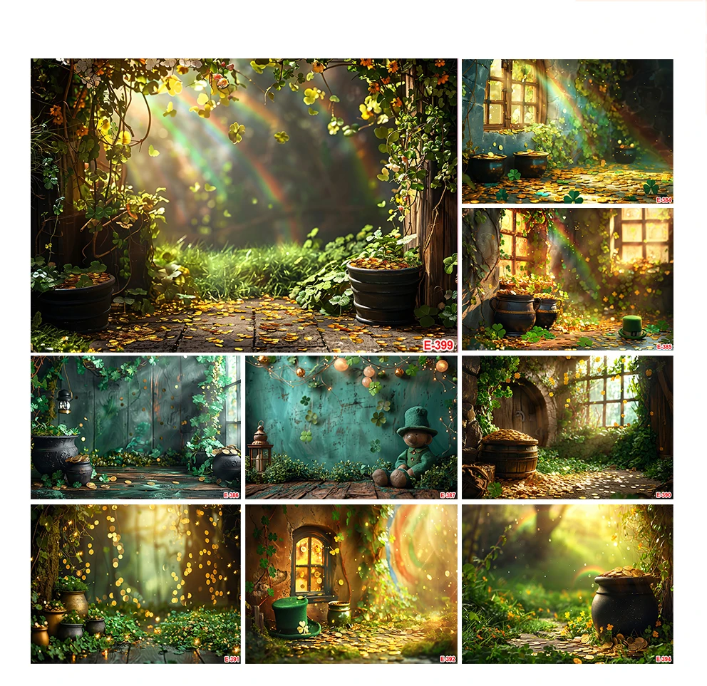 Happy St.Patrick's Day Backdrop Lucky Green Shamrock Photography Background Saint Patrick's Day Party Decorations for Irish