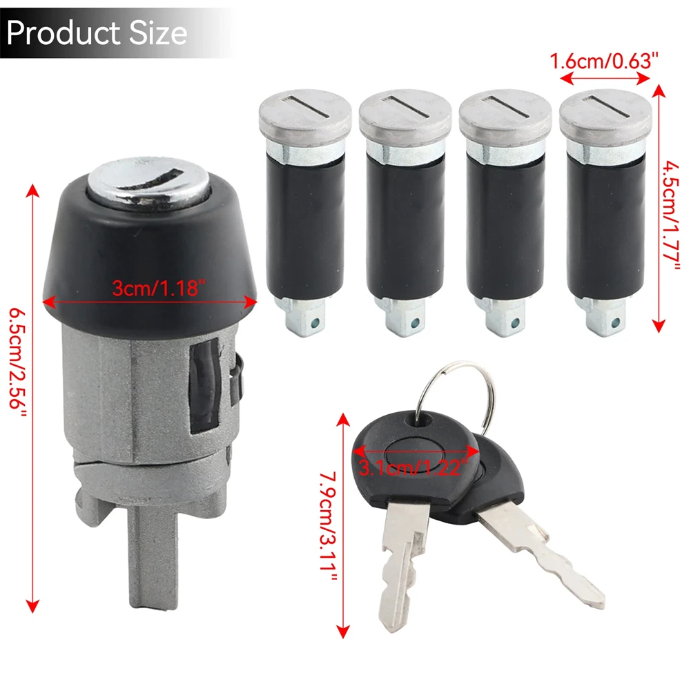 Ignition Lock Cylinder Set for For Transporter T4 1990-2003 Includes 4 Barrels 2 Keys OEM 701837205 357905855B