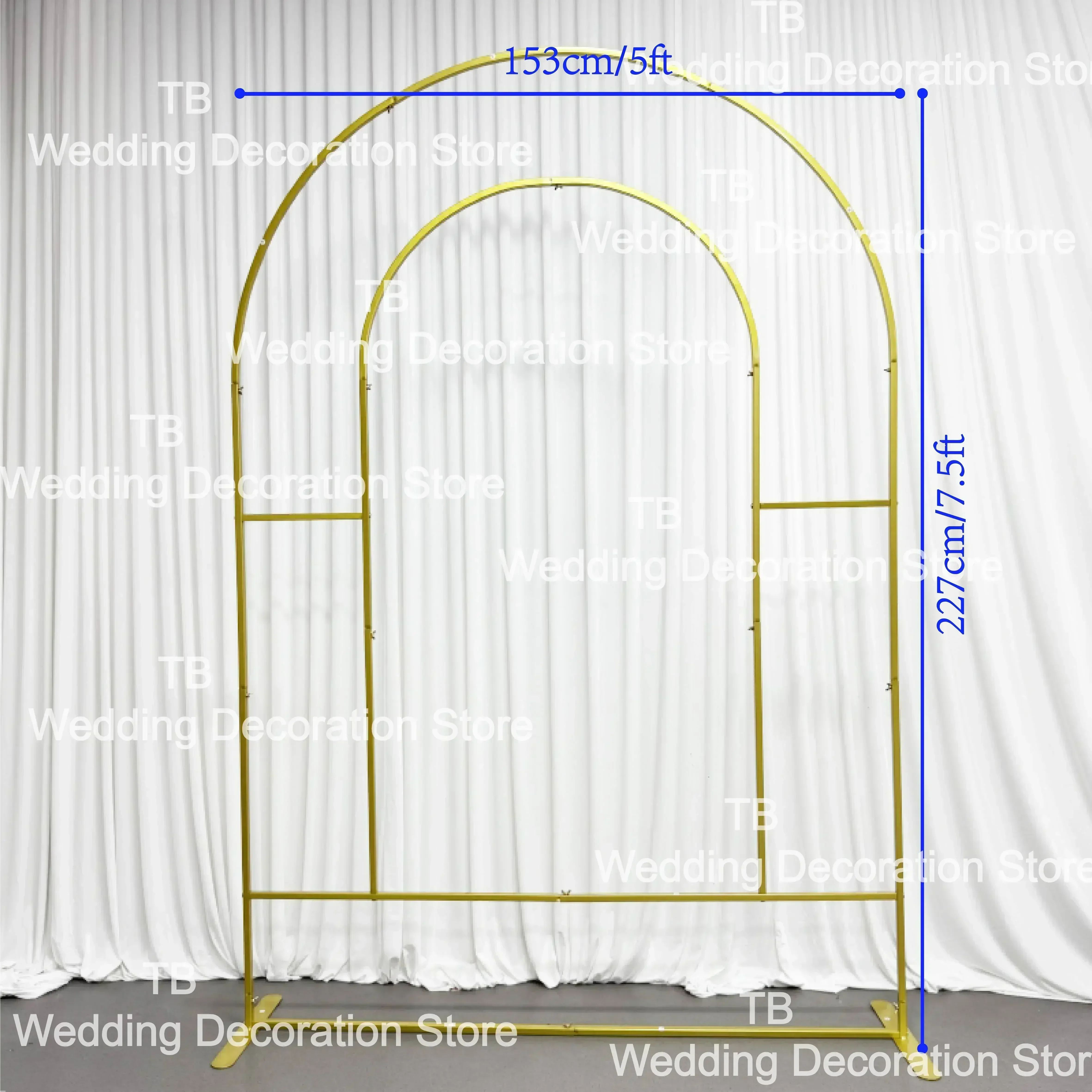 7.5ft Wedding Arch Backdrop Stand and Custom Cloth Cover,gold Arched Shelf for Banquet Newborn Baby Birthday Party Decoration