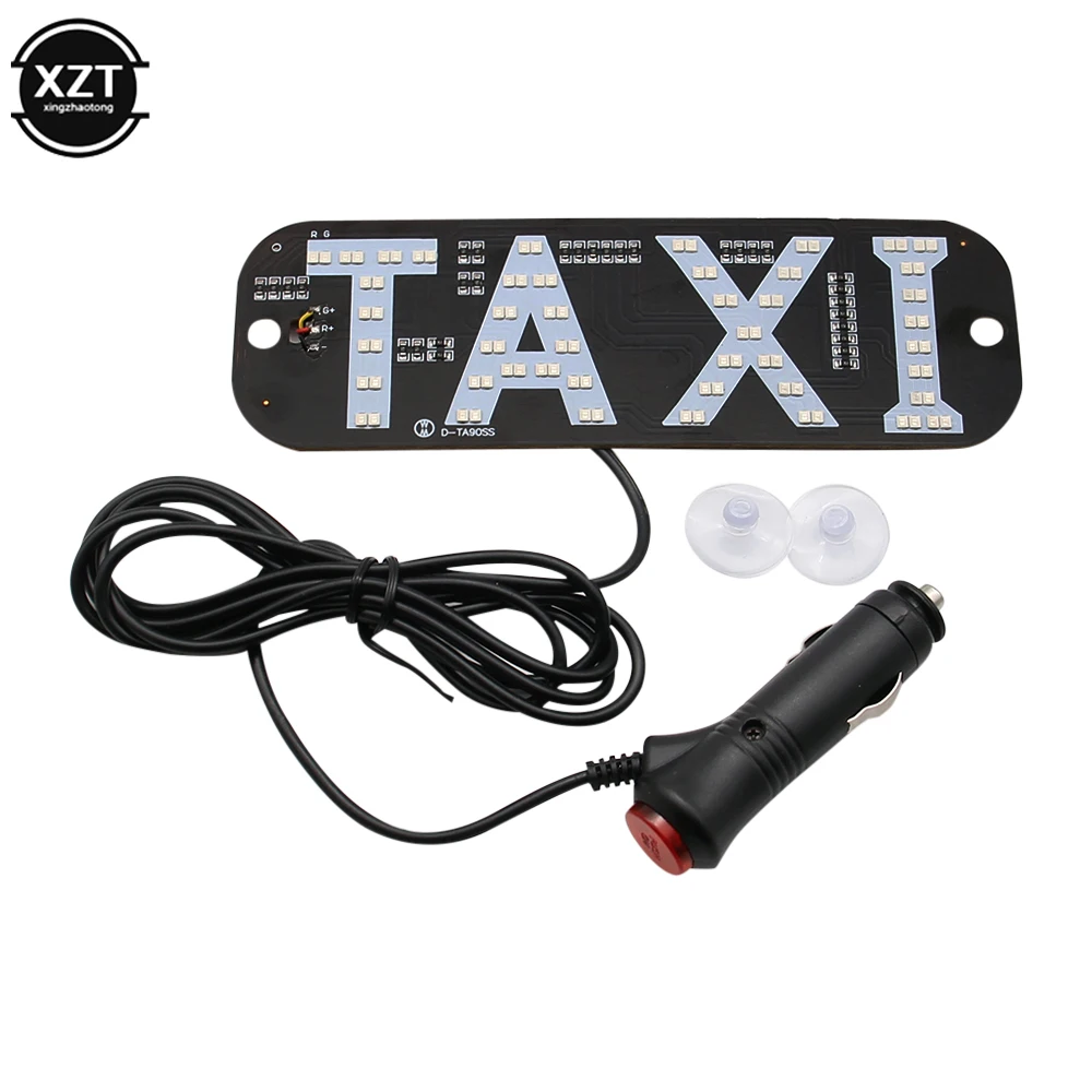 Taxi Sign LED Indicator Light Panel Sign Warning Light 2 Color Changeable Cigarette Lighter with Suction Beacon Signal Light