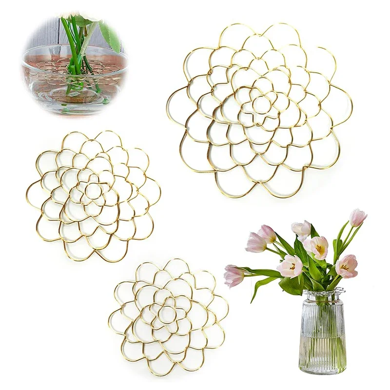 3 Pcs Stainless Steel Wire Flower Arrangement Tool Reusable Flower Vase Flower Grid Arranging Flower Vases Plant Flowers Grids