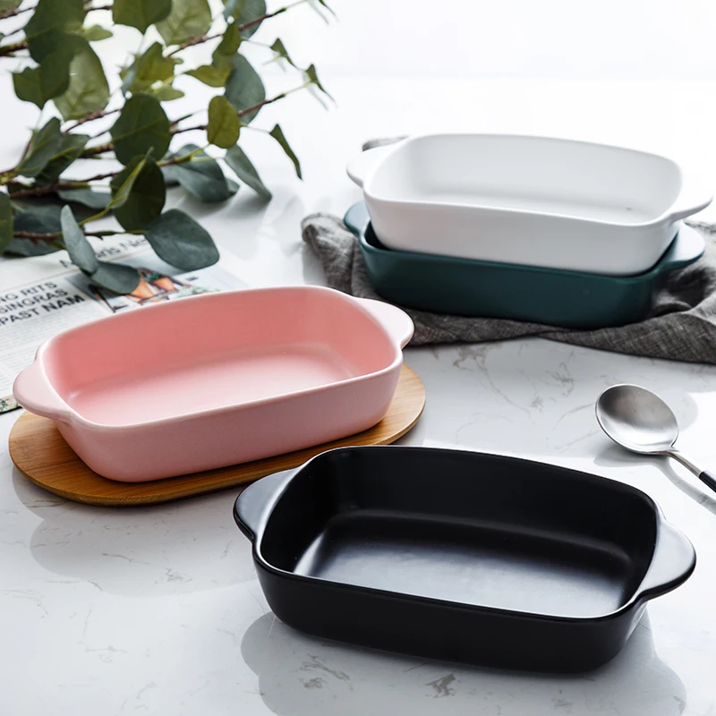 

Large And Small Double Ear Cerc Baking Tray with Tray for Microwave Oven Oven Baking Commercial Rice Casserole Breakfast P...