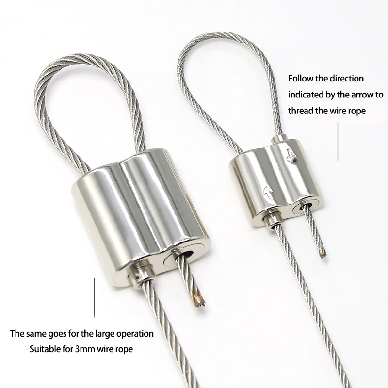 2Pcs 8 Type Steel Wire Rope Locking Device With Adjustable Self-Locking Joints at Both ends, Suitable for Lifting Heavy Objects