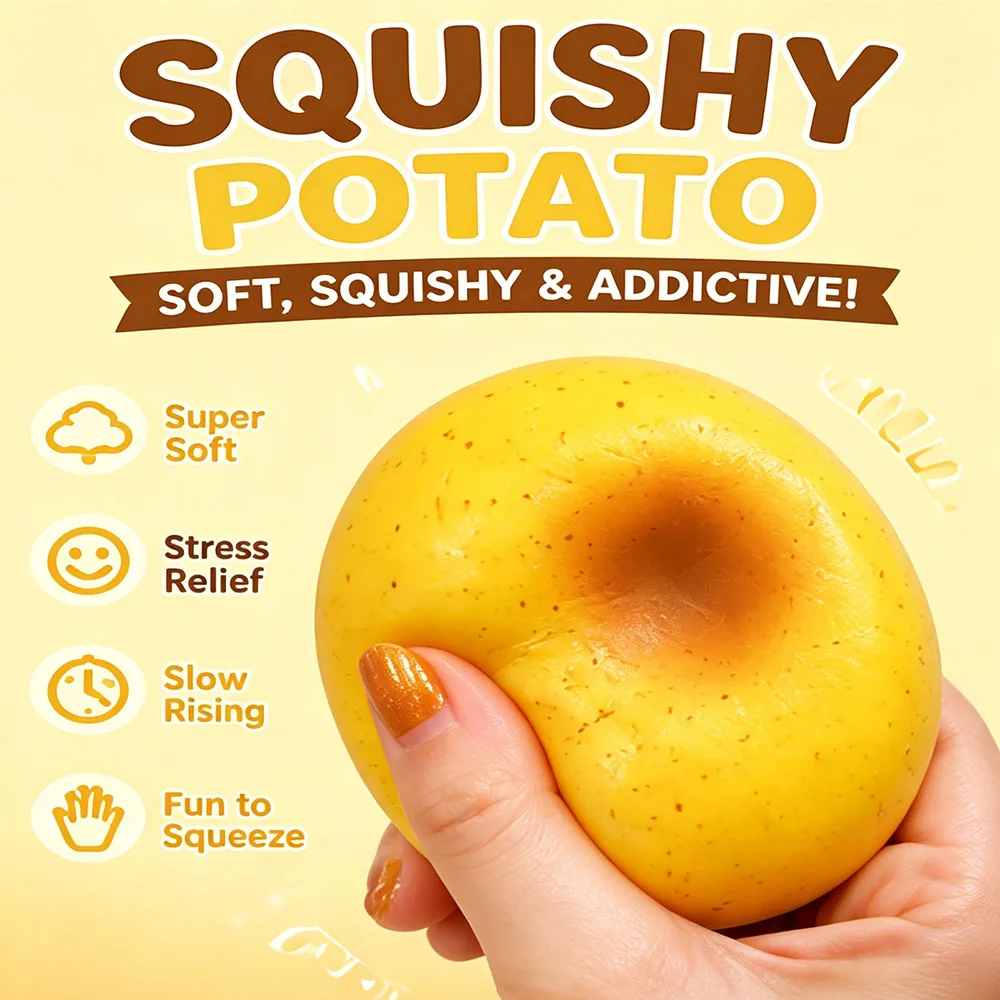 

2026 Trendy Potato Squishy Simulation Water Sensory Squeeze Fidget Toy Slow Rising Anti Stress Anxiety Vent Office Desk Ornament