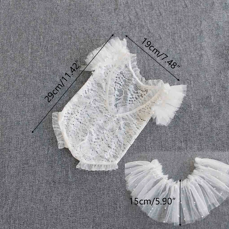 3 Pcs Baby Lace Romper Headband Short Skirt Set Newborn Photography Props Outfits Infants Photo Bodysuit