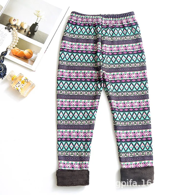 Pantaloni per ragazze autunno inverno Leggings per neonate spessi pantaloni per bambini leopardati caldi ragazza più pantaloni a fiori Vintage per bambini in velluto