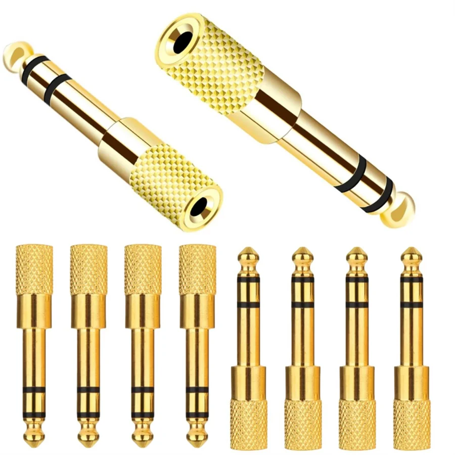 10pcs 6.35 6.5mm Male Plug to 3.5mm Female Connector for Headphone Amplifier Audio Adapter Microphone AUX 6.5 3.5 mm Converter