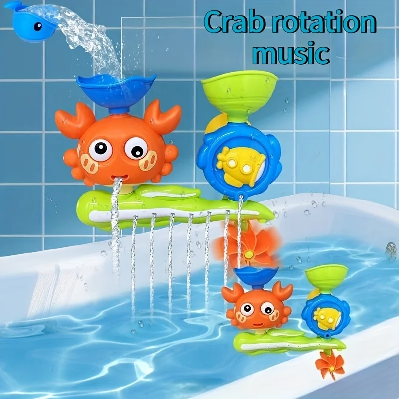 1 szt. Interaktywna zabawka do kąpieli z obrotowym kołem wodnym i przyssawką - Nietoksyczna zabawa w wannie z ABS, nie wymaga elektryczności