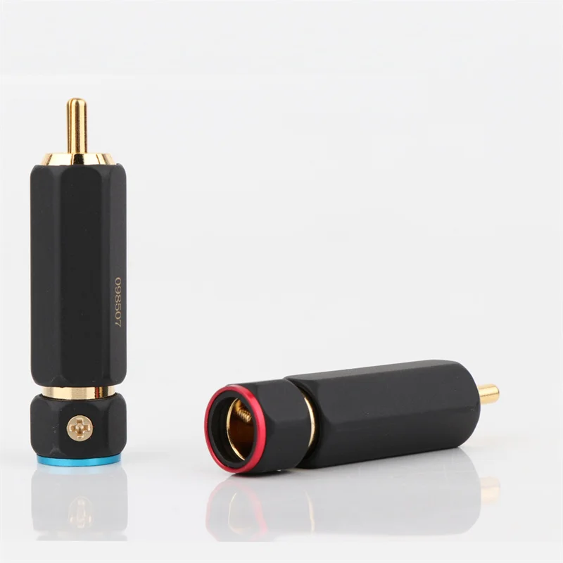 QINCROWN Hifi OFC 24K Gold Plated Copper Self Lock RCA Connector Coaxial Audio Signal Cable Plug