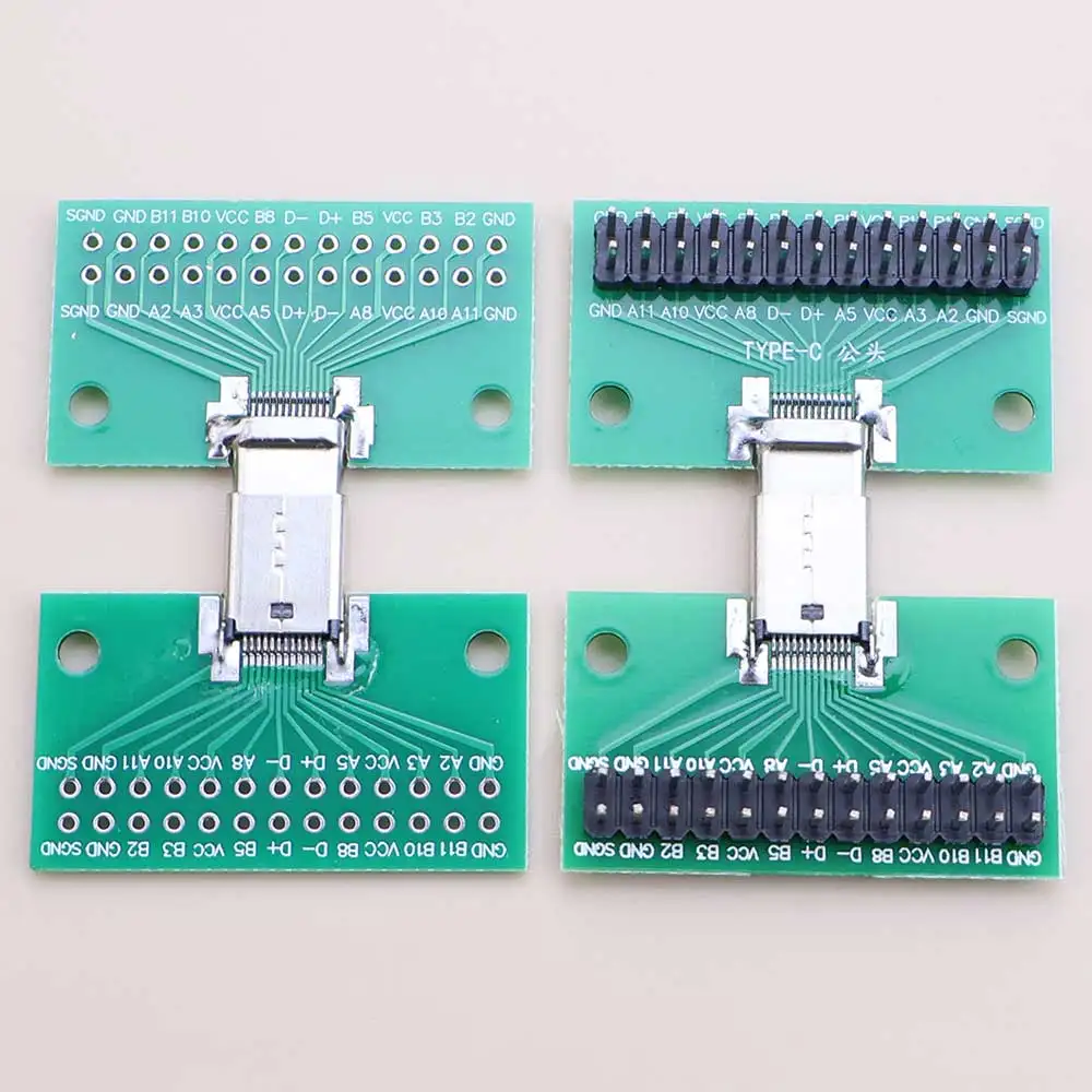 YanXi Type-C Male Female Test Board USB 3.1  24Pin 2.54mm Connector Socket PCB Converter Data Cable Adapter Board