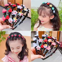 Kid Accessories Girl Compression Headband Cute Braided Hair Clip Sweet Kids Headwear Hair Clips for Girl Baby Broken Hair Clip