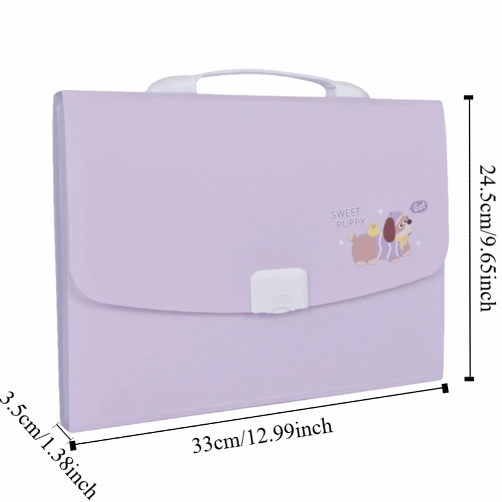 13 Pockets A4 Size Expanding File Folder Cartoon Paper Document Storage Organ Bag Holder Large Capacity Office School Organizer