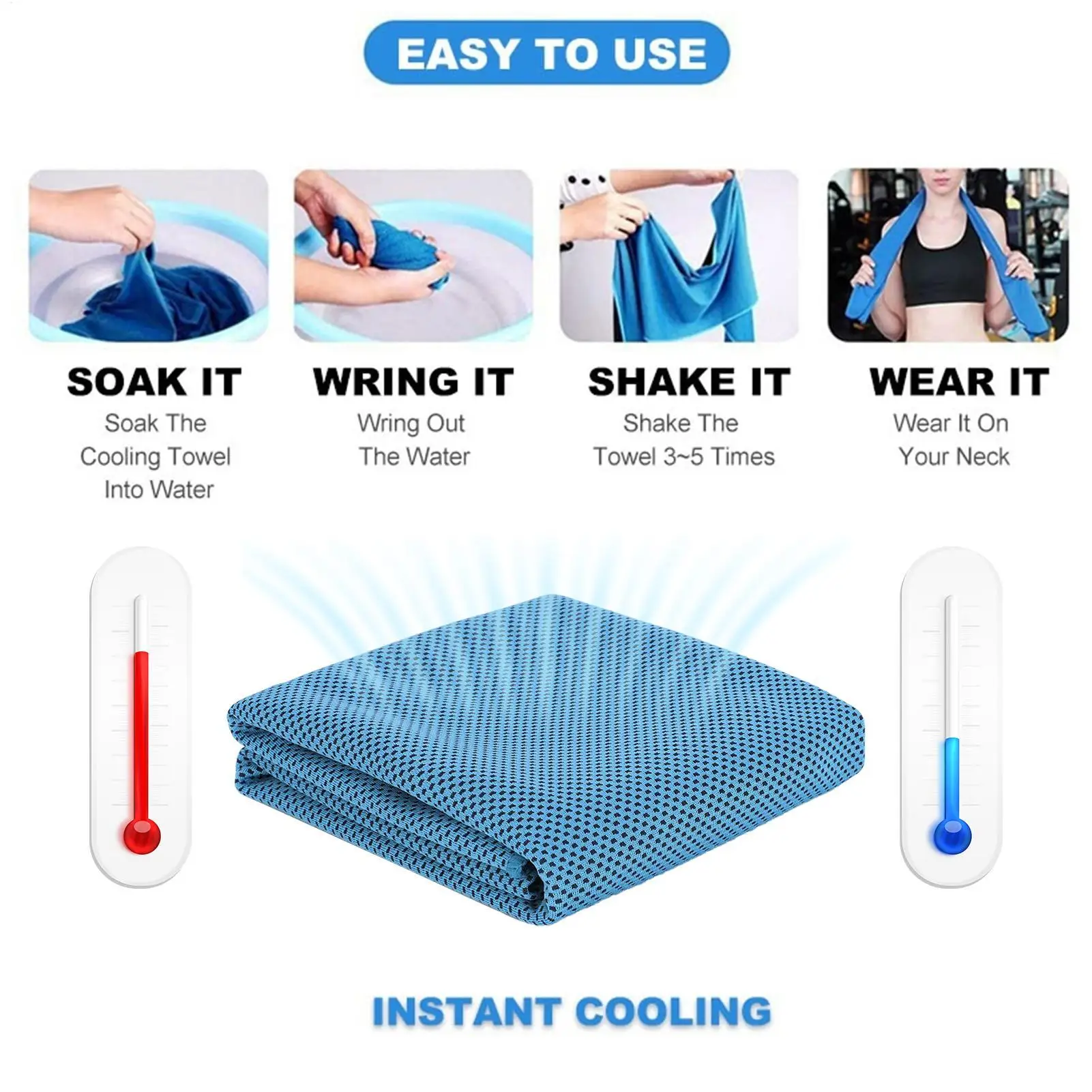

Microfiber cooling Towel Soft Breathable Ice Cold Rags quick-drying instant cooling ice towel For Sports Yoga Gym