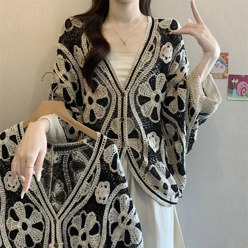 

Новое поступление 2026, вязаный крючком кардиган с защитой от солнца, легкий стильный женский топ