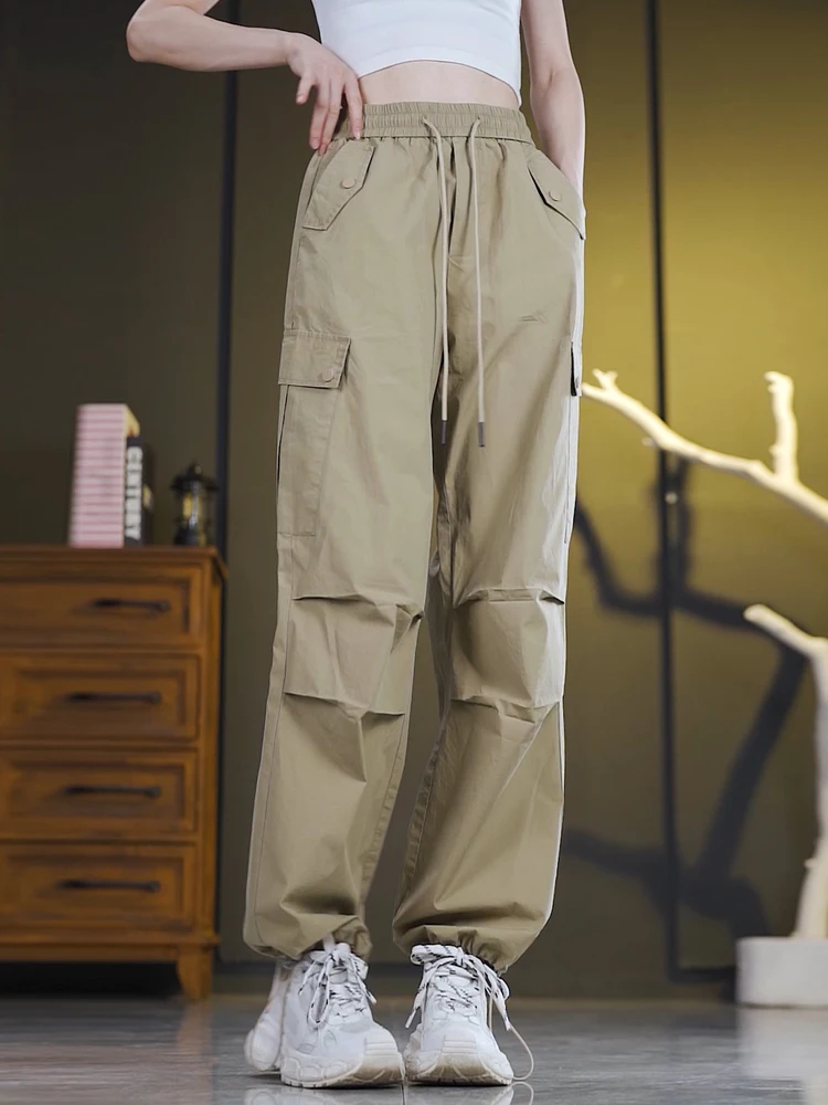 

American Style Casual High Waist Thin Summer Work Pants Women's Loose Straight Leg Sports Trousers Street Style Driving Outin...