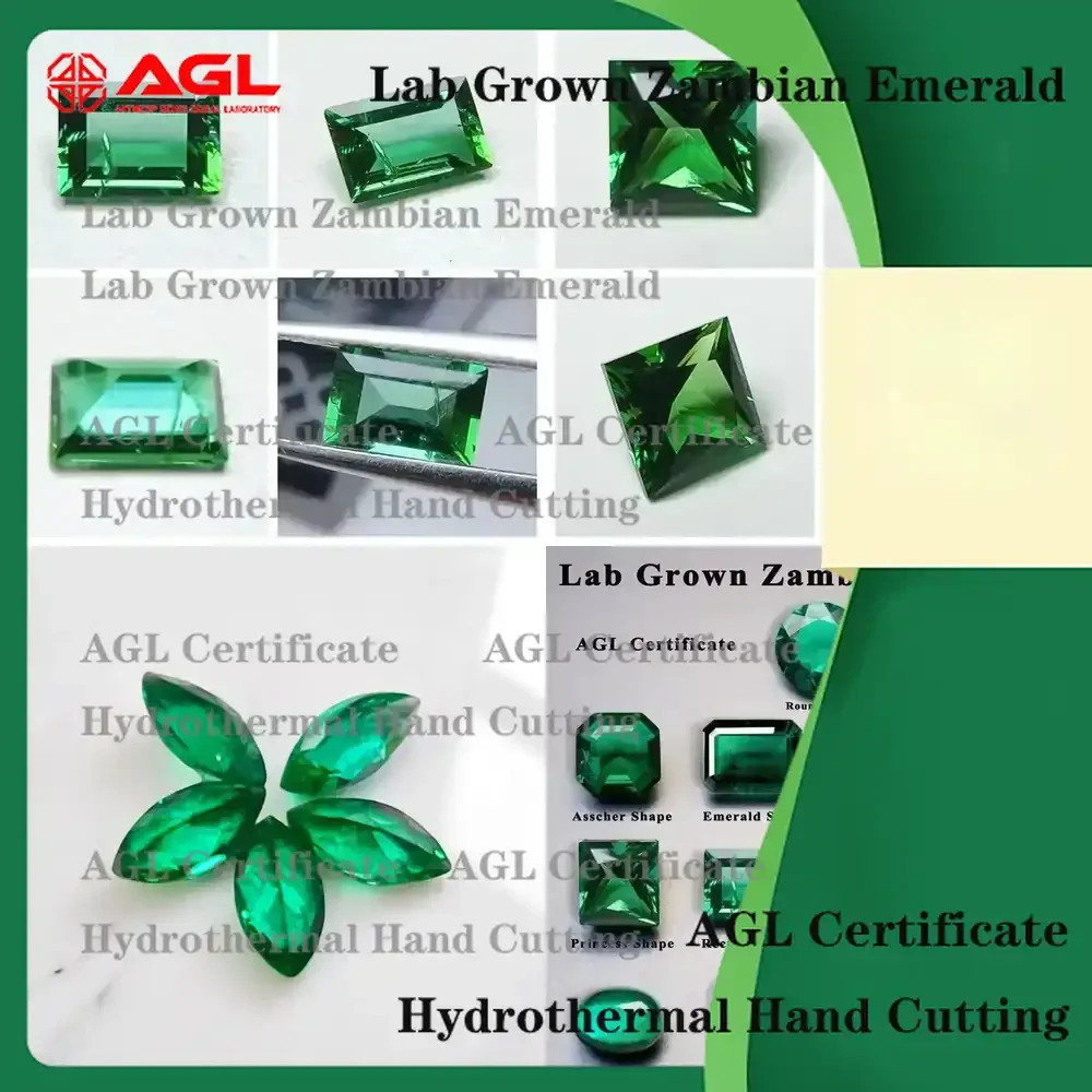

Lab Grown Zambian Emeralds for Jewelry Making Hydrothermal Synthesized Emerald Gemstones Hand Cut Faceted Oval Round Square
