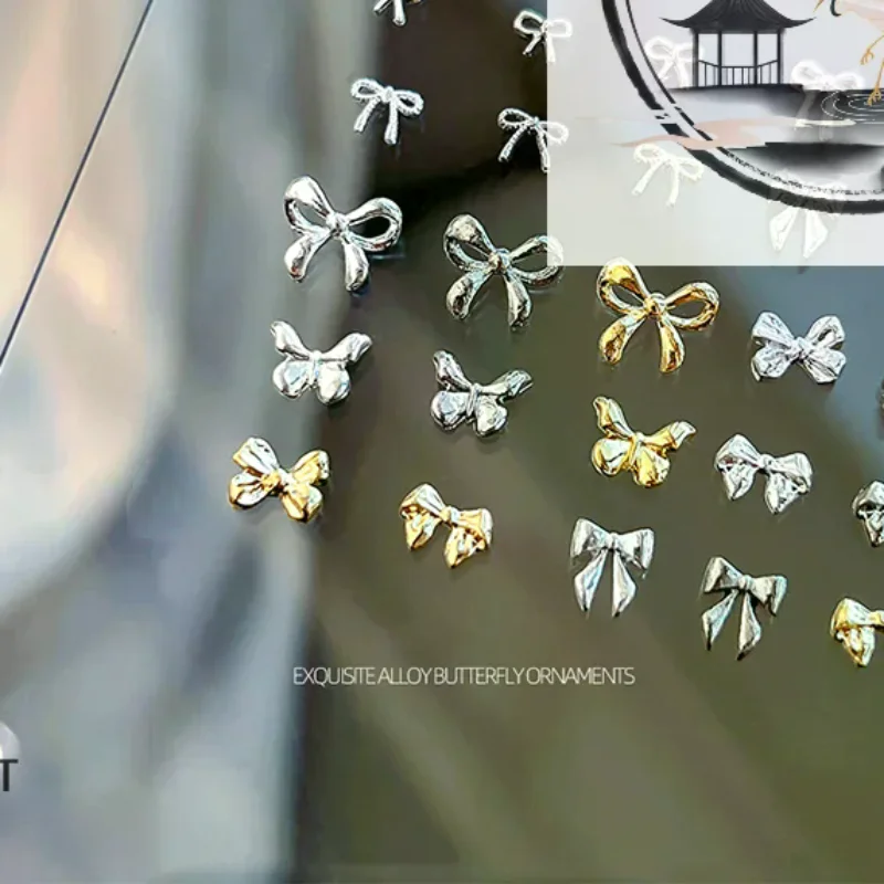 10 pezzi di lusso Kawaii Bow Nail Art Charms 3D lega giapponese papillon gioielli unghie strass decorazione accessori fai da te