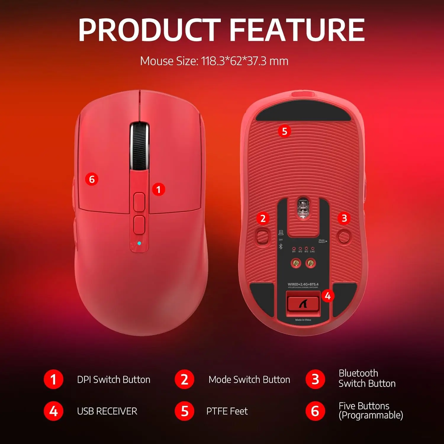 

ATTACK SHARK X6 49g Superlight Wireless Gaming Mouse with Magnetic RGB Charging Base, Ultralight Mice PixArt PAW3395 Sensor, 260