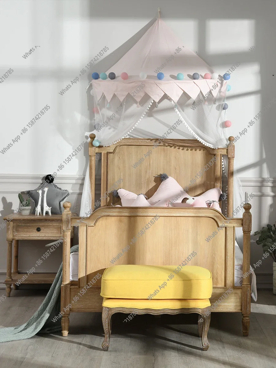 

J American Solid Wood Children's Bed Single 1.2m Vintage Modern Simple Oak Bed Boys Girls 1m Customized