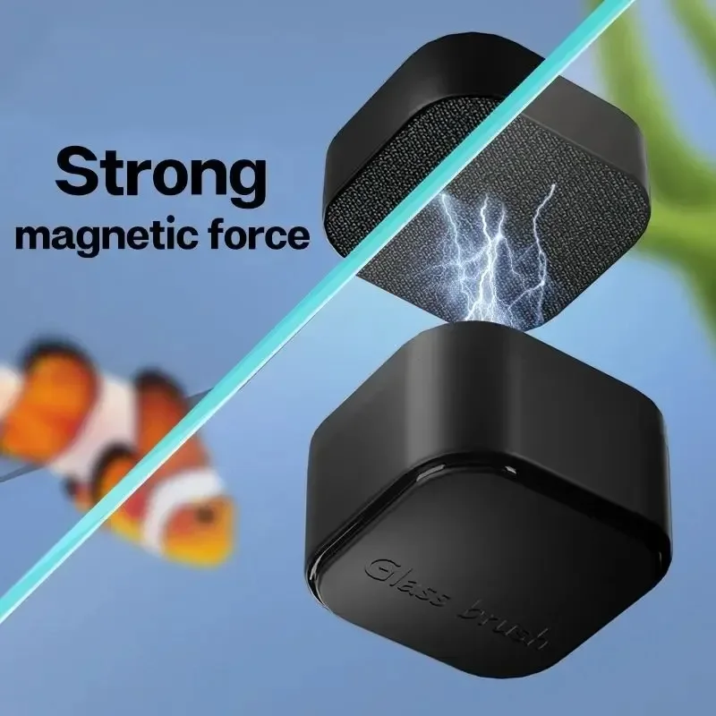Mini Square Magnetic Brush Aquarium Glass Cleaner Scratch-Resistant Glass Cleaner Magnetic Brush for Small Aquarium Fish Tank