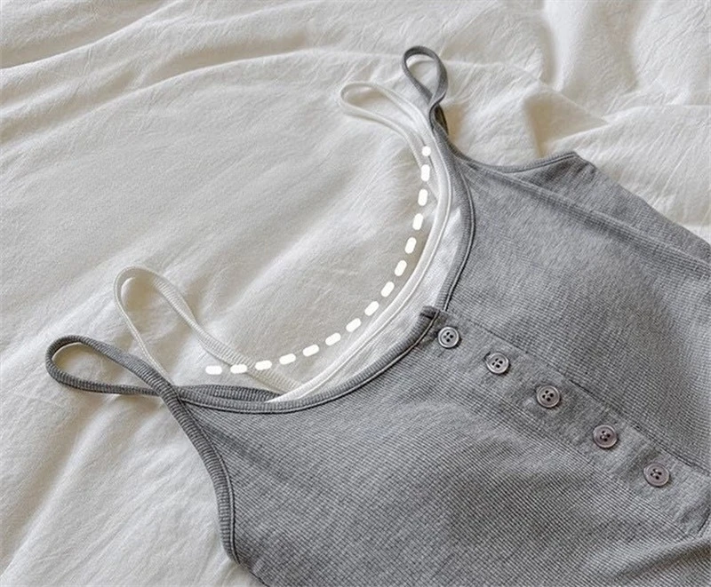 Farbblock-Spleiß-Design Zweiteiliges Damen-Camisole 2026 Sommer Neu Hot Girl Knopf-Tanktop mit Eingebauten Polstern Oberbekleidung Camis – Detail 21