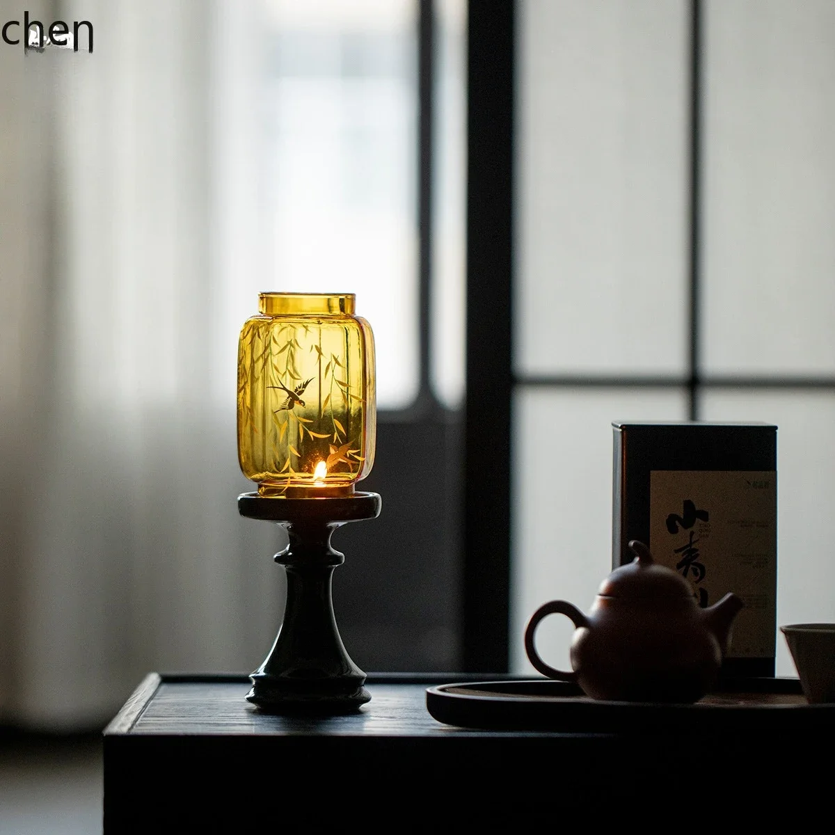 b11-7.2 glass emerald candlestick swallow return atmosphere lamp aromatherapy candle tea accessories desktop ornaments