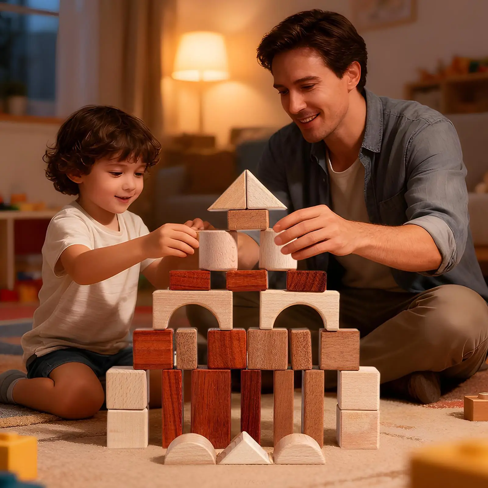 كتل خشبية كبيرة للأطفال الصغار، أنشطة حسية للأطفال الصغار، لعبة تعلم مكعبات خشبية طبيعية لألعاب ما قبل المدرسة، لعب الأطفال