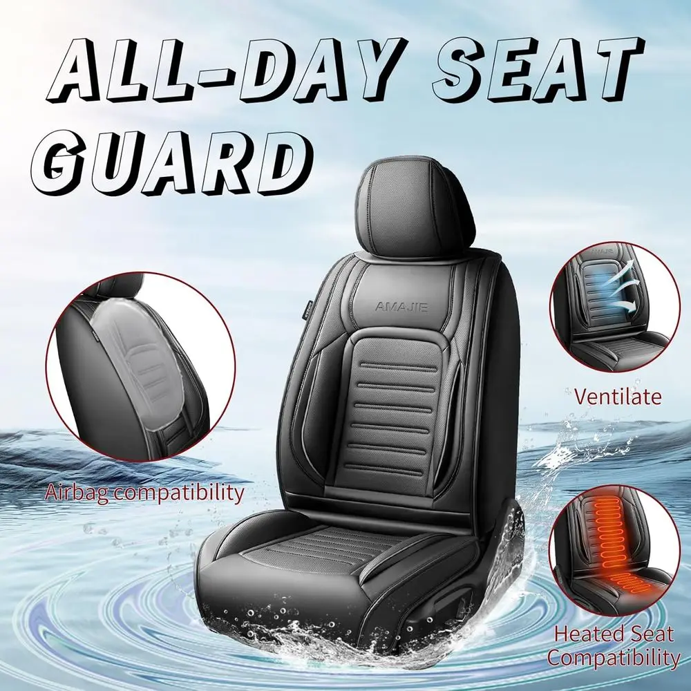 도요타 캠리 2010-2026 호환 프리미엄 가죽 자동차 시트 커버, 통기성, 내마모성, 에어백 호환