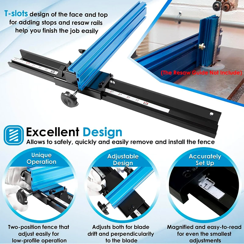 KMS7200 Bandsaw Fence Replacement Compatible with Most 14 inch Band Saws Blade's Drift Angle Precise Cutting & Measurement