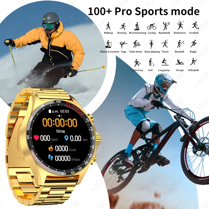 LIGE New GPS Smart Watch Men Outdoor Compass Sports Fitness Bracelet Bluetooth Call Clock Waterproof Smartwatch For Android IOS