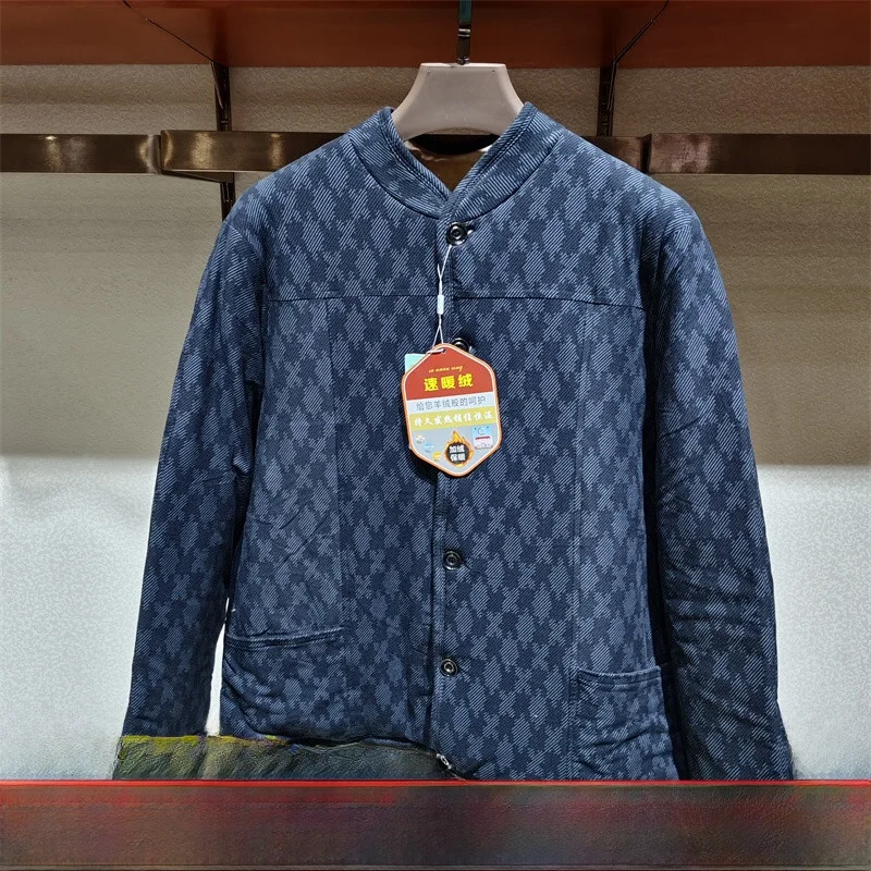 

Thiened Camel down Cotton Jaet Men's Mid-aged And ly Ba Protection Fce Lined Warm Clothes Large Size Dad andpa