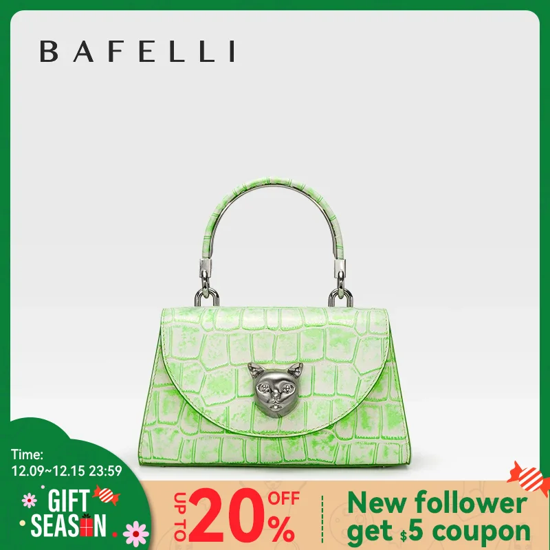 BAFELLI 2024 WOMEN\'S NEW BAG ORIGINAL DESIGNER LUXURY BRAND CAT CASUAL STYLE TREND PURSE CROCODILE LEATHER HANDBAGS