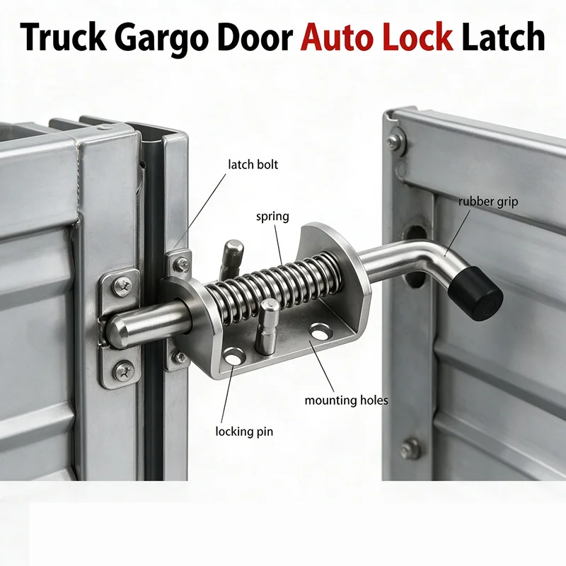 Thickened 304 Stainless Steel Spring Loaded Latch Bolt Anti-Vibration Auto Lock Latch for Truck Cargo Door Industrial Guardrail