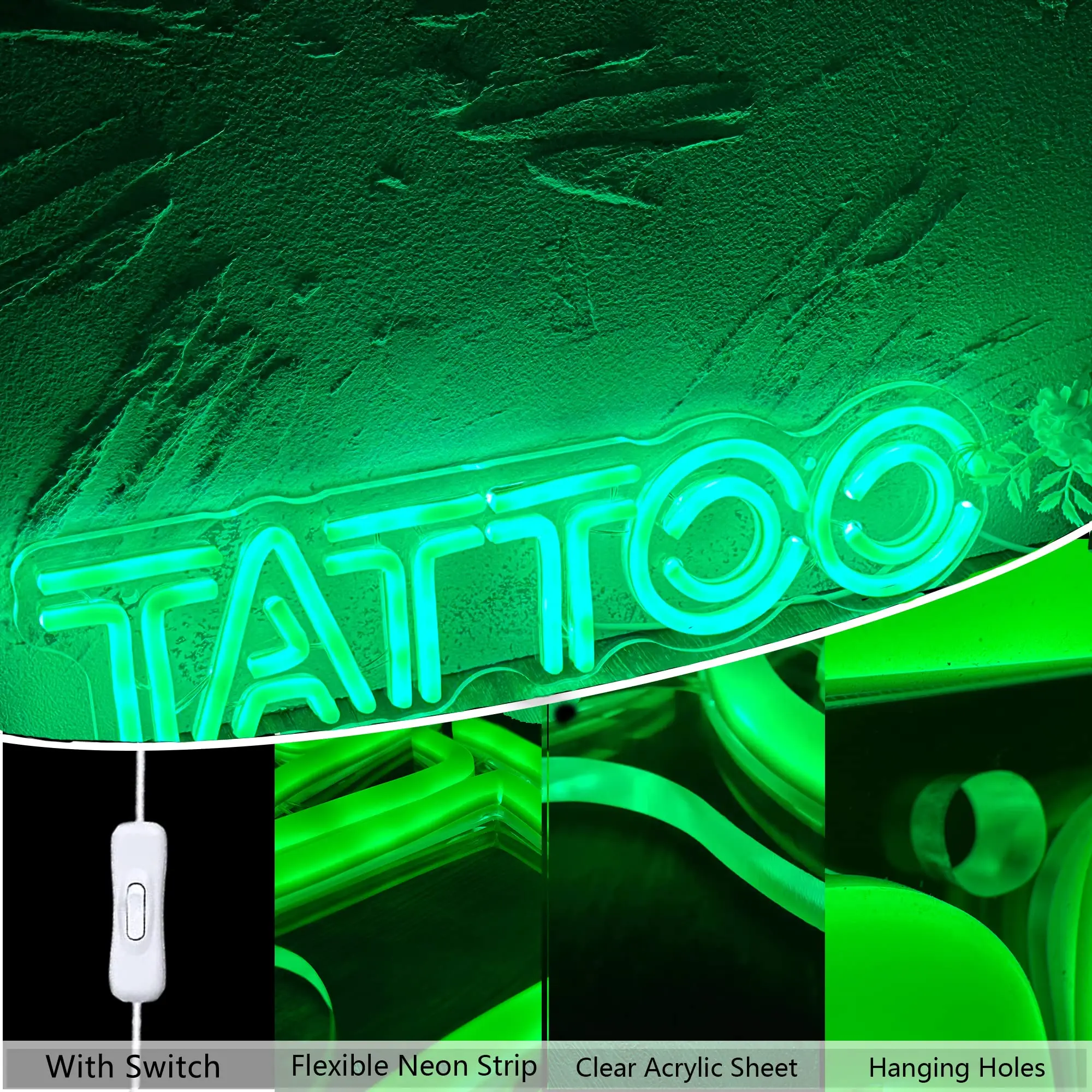 Letreros de pared de luces de neón de tatuaje para salón de tatuaje, estudio de tienda, letrero de neón LED, decoración de arte de pared divertida para tiendas de negocios, exhibición de cueva de hombre