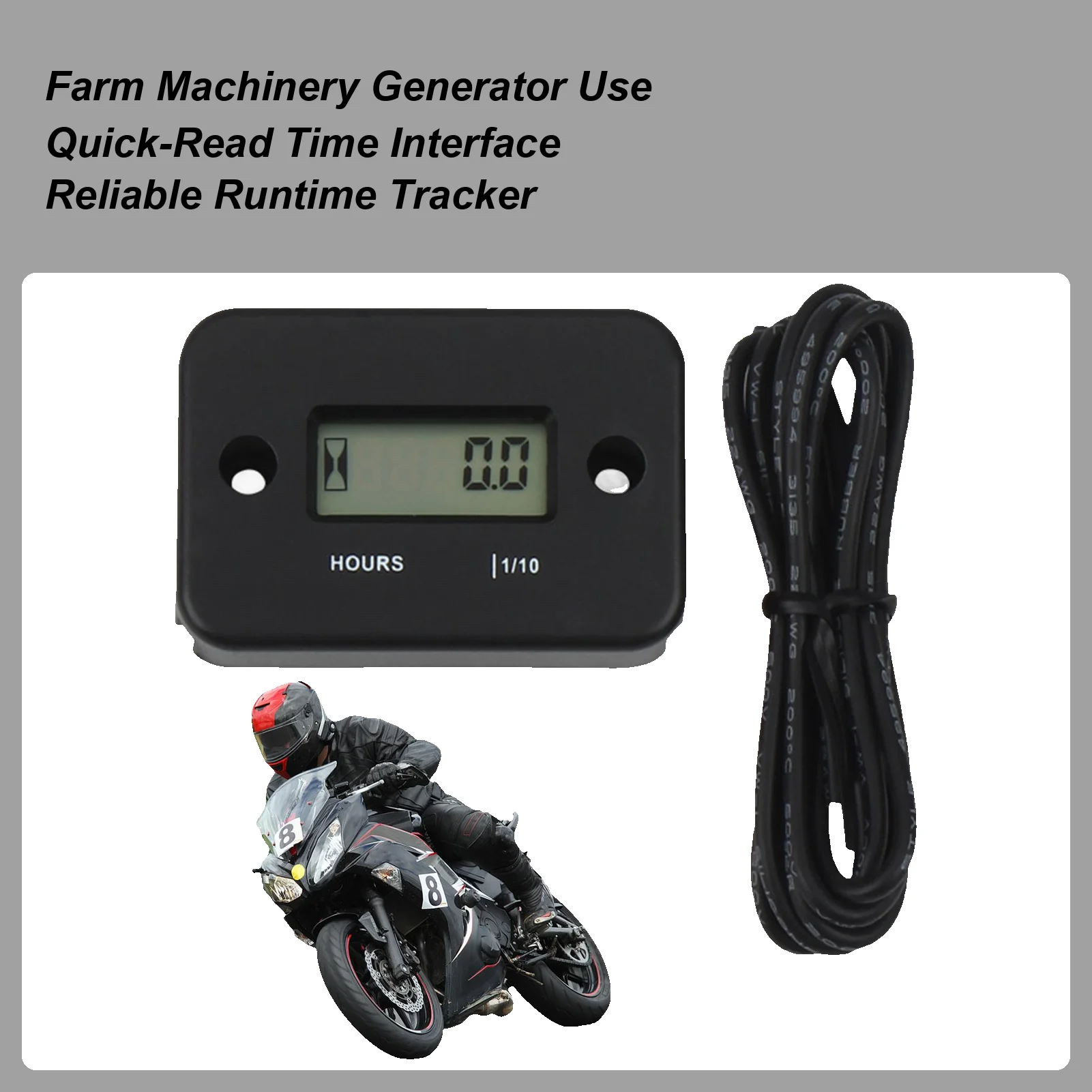 Inductive Tachometer LCD Timer With Wires High Voltage Generator Hour Counter For Lawn Mower Snowmobile Marine Boat Snow Blower