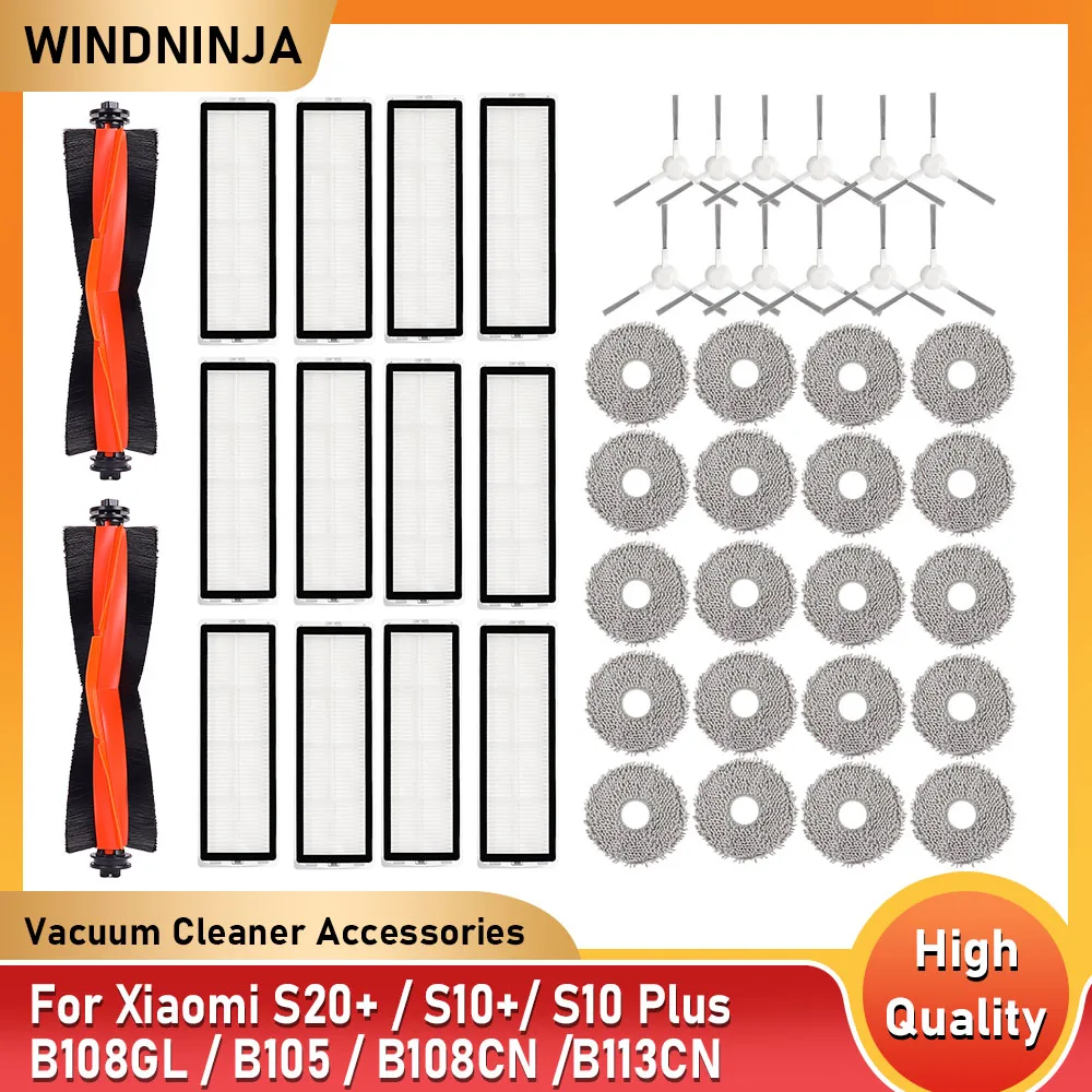 For Xiaomi Robot Vacuum S20+ / S10+/ S10 Plus /B108GL / B105 / B108CN /B113CN Parts Accessories Filter Main Side Brush Mop Cloth