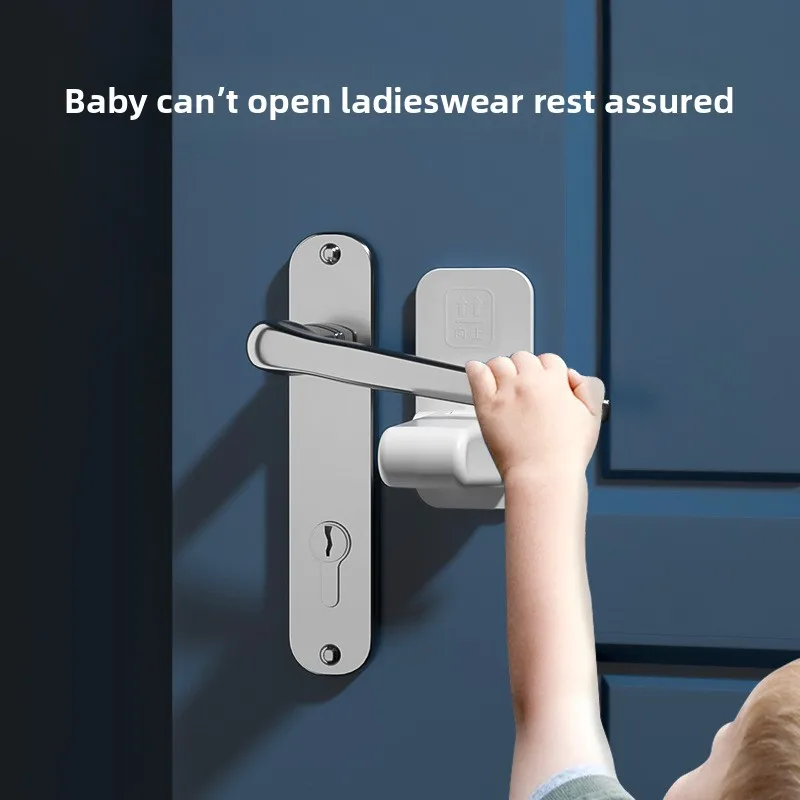 Door Lever Lock Universal Anti-open Handle Child Baby Safety Locks Punch-free Multifunction Hidden Button Buckle Safety Lock