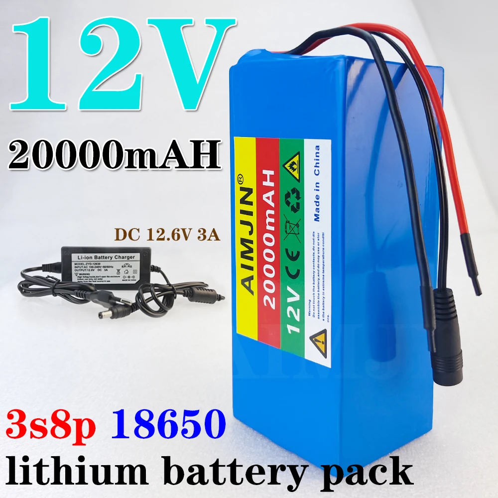 12V rechargeable 3s8p battery pack 750W 20000mah, suitable for miner's lamp or other electronic equipment