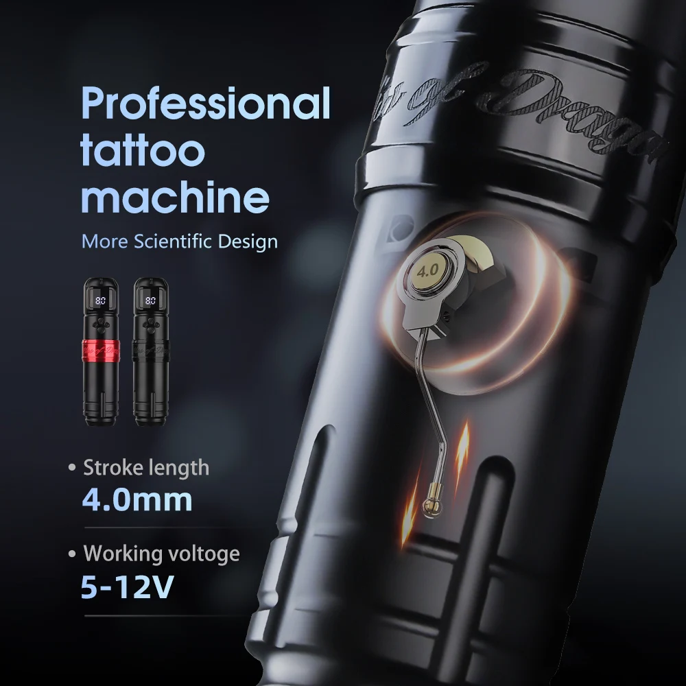 Kiss of Dragon-Wireless Tattoo Machine with Memory Function Battery Professional Pen Tattoo Supply For Tattoo Artists