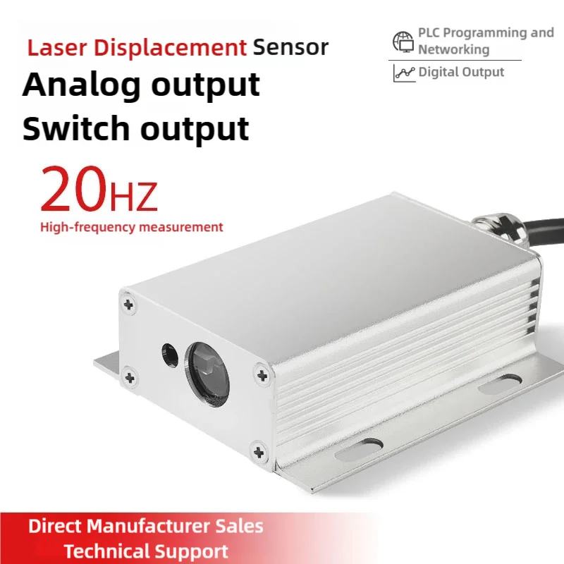 Sensor de distancia láser Módulo industrial de desplazamiento de alta precisión Puerto serie TTL/485 Cantidad de interruptor de cantidad analógica