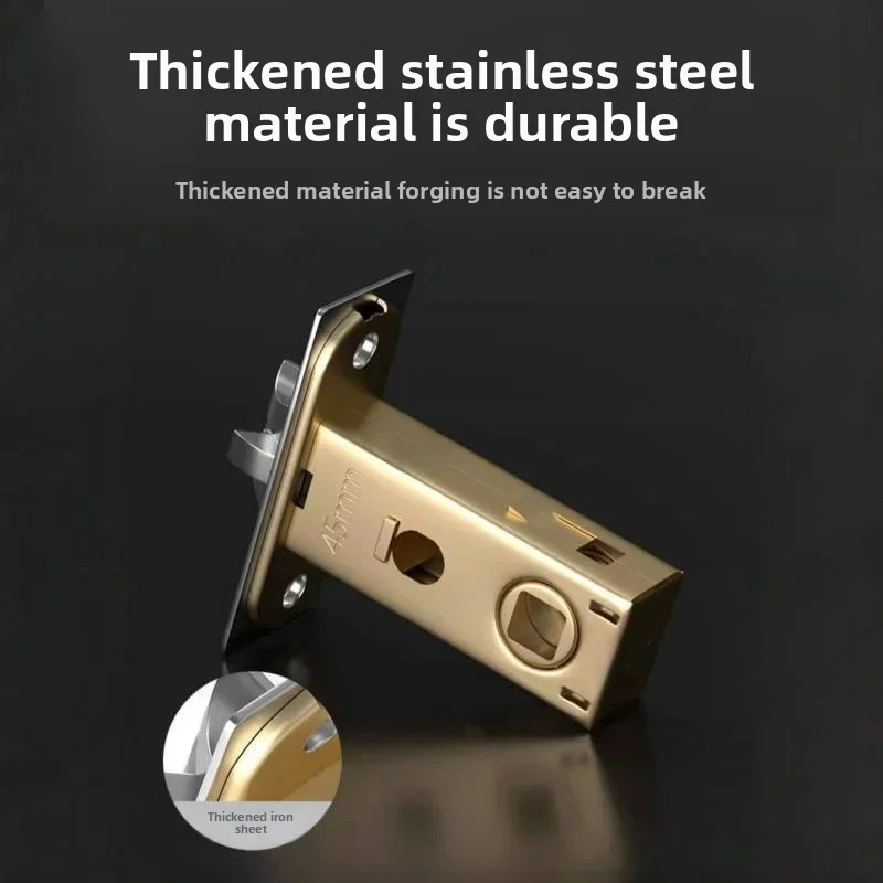 Silent Single Tongue Lock Body, Universal Metal Hardware for Bathroom Bedroom No Keys